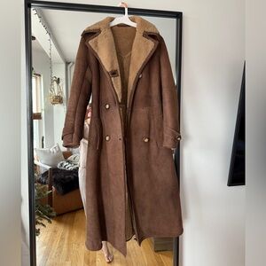 Vintage leather shearling coat
